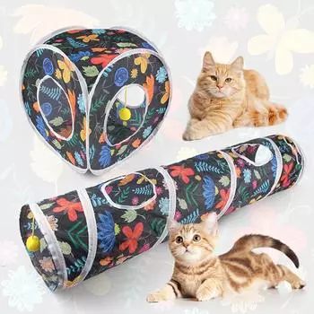 Забавная игрушка для кошек, складной кошачий канал, персонализированные цветы, печатные игрушки для домашних животных, интерактивная игрушка для преследования котят, товары для животных