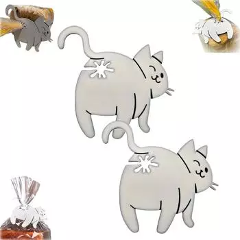 Забавная кошачья клипса для хлеба, милый и игривый дизайн для удержания вкусной еды, удваивающая удовольствие от завтрака One Size белый