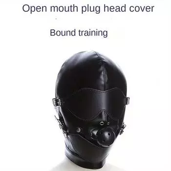 Забавная кожаная маска для лица MEMIO, 1 шт., секс-игрушки, силиконовый шарик, кляп для рта, вспомогательные принадлежности, переплет, головной убор, кожаная маска с открытой затычкой для глаз, черный Sm Bindi One Size Fits All
