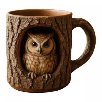 Забавная кружка с енотом, кружка с текстурой коры, кружка из смолы с животным, кофейная чашка ручной работы, барная пивная кружка, подарок для любителей природы B