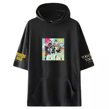 Забавная летняя футболка с капюшоном, облегающая футболка для фитнеса, индивидуального отдыха, спортивная рубашка с принтом GIRLS BAND CRY и короткими рукавами XS чёрный