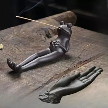 Забавная лягушка для отдыха, благовония, смола, курильница для благовоний в стиле дзен, статуэтка в стиле фэн-шуй, буддийское украшение для ладони, ремесла, домашний декор