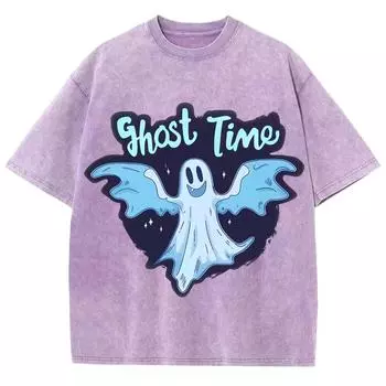 Забавная милая стильная женская футболка с принтом призрака, унисекс, свободная, с коротким рукавом, в стиле ретро в стиле Харадзюку S