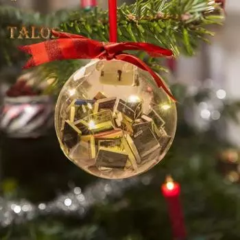 Забавная мини-книга, рождественское украшение, прозрачные пластиковые круглые светящиеся шары, наполненные книгой, для украшения рождественской елки, свадебной вечеринки 1pc