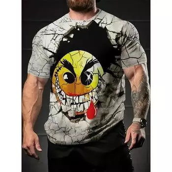 Забавная мужская футболка с 3d графическим принтом, летняя повседневная летняя повседневная футболка с круглым вырезом и коротким рукавом TopStreet, модная футболка, пуловер, одежда оверсайз S