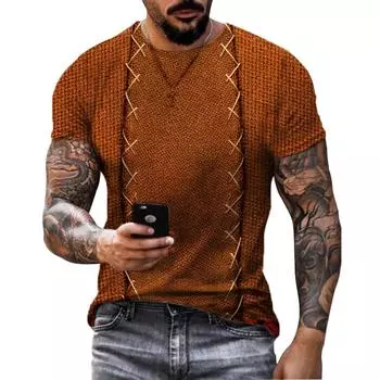 Забавная мужская футболка с 3D принтом, свободные свободные рубашки с коротким рукавом, летняя мужская одежда, винтажные уличные футболки с однотонным узором, топы S