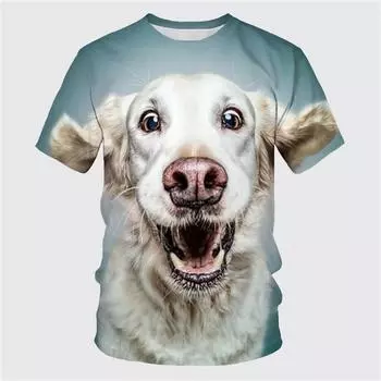 Забавная мужская футболка с изображением золотистого ретривера и мопса, летняя свободная повседневная футболка, модные топы, детские футболки с короткими рукавами, одежда XXXL