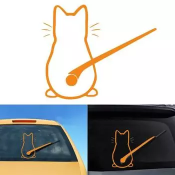 Забавная наклейка на автомобиль с котом, водонепроницаемая, ПЭТ, устойчивая к атмосферным воздействиям, самоклеящаяся, авто, внедорожник, задний стеклоочиститель, украшение для тела, отделка котенка чёрный