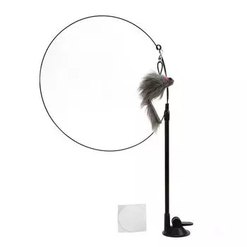 Забавная палочка для кошек с перьями Интерактивная ручная палочка для кошек с перьями и присоской для кошекGray Rat