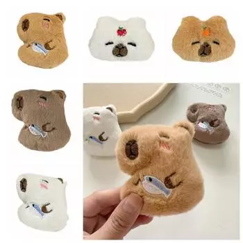 Забавная плюшевая брошь капибара, креативный плюшевый значок, мультяшная плюшевая брошь капибара, подарок для девочки dark brown-body