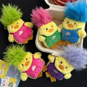 Забавная плюшевая игрушка в виде жареной утки с мультяшным принтом, мягкая кукла, плюшевые игрушки, брелок для ключей на автомобиль, рюкзак, сумка, декор синий