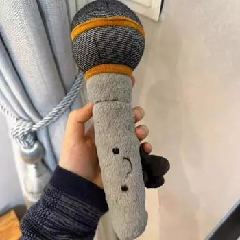 Забавная плюшевая кукла-микрофон, детский игрушечный компаньон, подарок на день рождения One Size серый