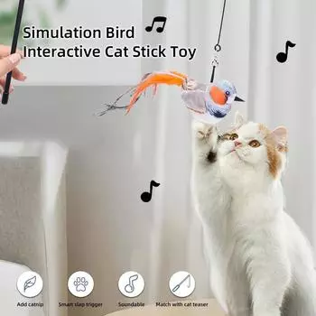 Забавная плюшевая палочка-дразнилка для кошек с колокольчиком, интерактивная игрушка для кошек с перьями, игрушка-палка для ловли котят, игровые принадлежности для дразнилки для кошек A