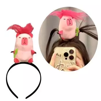 Забавная повязка для волос с изображением капибары, реквизит для лица, повязка на голову для выступлений на сцене, уникальный женский аксессуар для волос для вечеринок и повседневной носки коричневый