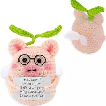 Забавная позитивная свинья милая эмоциональная поддержка вязаная крючком свинья новинка поощрение подарок One Size