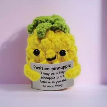 Забавная позитивная вязаная кукла с орнаментом, мини-улыбающийся персик, баклажан, ананас, курица, тканая кукла ручной работы с позитивной карточкой, вязаная кукла из шерстяной пряжи Chick