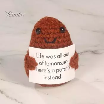 Забавная позитивная вязаная кукла с овощами, мини-улыбающийся помидор, картофель, тканая кукла ручной работы с позитивной карточкой, украшение из шерстяной пряжи B