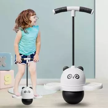 Забавная прыгающая игрушка с ручкой, эластичный мяч для балансировки, помогающий расти выше, мяч для тренировки баланса для тренировки координации движений черный белый