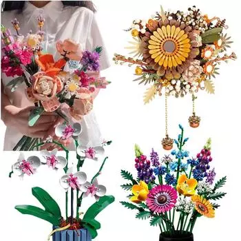 Забавная радость вечная искусственные розы блок хризантема цветок украшение для дома полевой цветок строительный блок букет девушка подарок