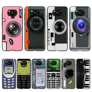 Забавная ретро-лента с камерой для Xiaomi Poco X3 NFC F3 GT M3 M2 X2 F2 Pro C3 F1 Civi Mi Play Mix 3 A2 A1 6X 5X черный чехол для телефона Xiaomi 6