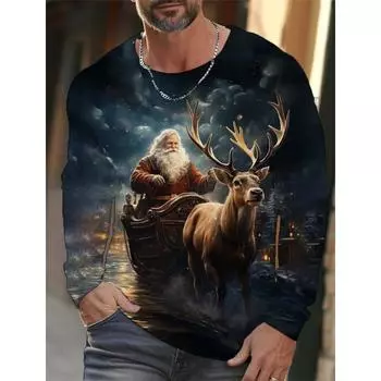 Забавная рождественская мужская футболка с длинными рукавами, осенняя новая повседневная футболка-пуловер, модная футболка с длинными рукавами, унисекс, рождественская одежда Harajuku S