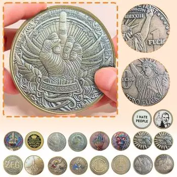 Забавная серия монет на американскую тематику. Сатирическая памятная металлическая монета-значок. One Size