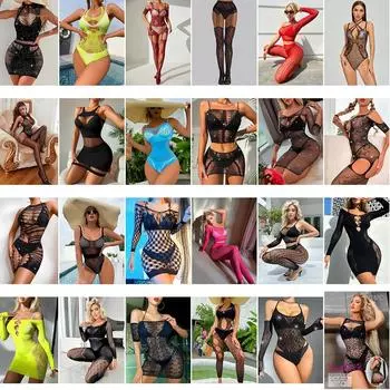 Забавная сетчатая одежда комбинезон полая одежда сексуальная перспектива летняя ограниченная комбинация сетчатая одежда Simple packaging (white card + opp)