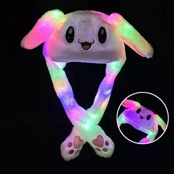 Забавная шляпа для женщин и детей, шляпа с освещением, милая шапка с кроличьими ушками, плюшевая шапка с ушками P2