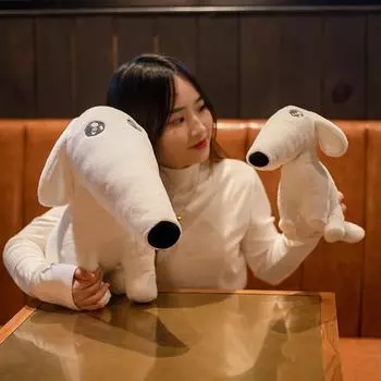 Забавная собачка с длинным носом, мягкая подушка, тонкая собака, милый забавный щенок, кукольный диван, набор для подарка на день рождения для мальчиков и девочек 25CM белый