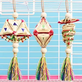 Забавная соломинка для жевания домашних животных, подвесная натуральная птица, интерактивная игрушка, попугайчик ара, вьюрок A