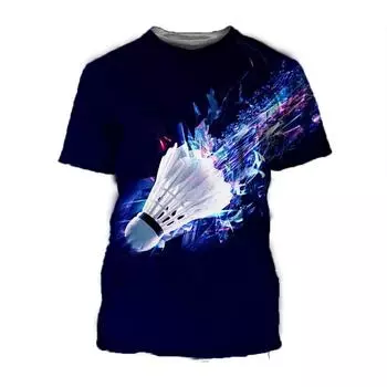 Забавная спортивная футболка для бадминтона с 3D принтом, летняя уличная одежда, крутые мужские и женские футболки с короткими рукавами, большие футболки в стиле Харадзюку, детские топы XS