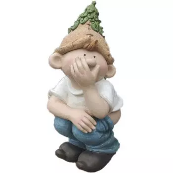Забавная статуэтка садового гнома, какающего мальчика, декоративная шутка, кукла из смолы, поделка в позе приседания 20*18*40,5 см CHINA