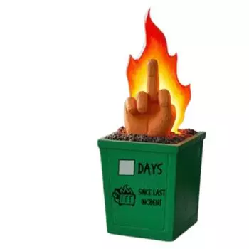 Забавная статуя огня, декоративная статуя в виде среднего пальца мусорного контейнера, забавный рабочий стол в виде среднего пальца мусорного контейнера One Size