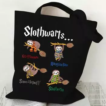 Забавная сумка на плечо Sloth Harajuku для женщин и мужчин, повседневная многоразовая сумка для покупок, уличные сумки с рисунком ленивца для женщин