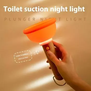 Забавная светодиодная лампа Plunger Tricky Silicone Night Light Decompression Toy USB Rechargeable Dimming Children Room Decoration Gift Birthday оранжевый