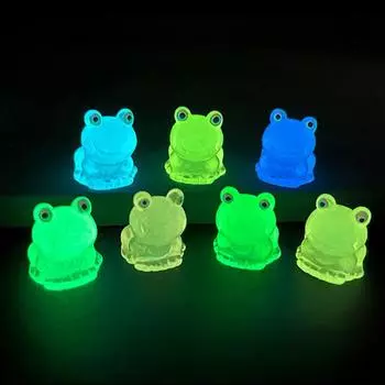 Забавная светящаяся мини-фигурка лягушки, милый микро-ландшафтный орнамент для двора и газона зелёный