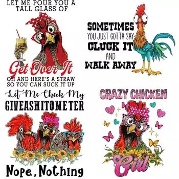 Забавная термопереносная наклейка с изображением петуха, аксессуар «сделай сам», одежда, аппликации, нашивки для одежды «сделай сам», футболка, маска, джинсы, рюкзак