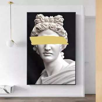 Забавная Vaporwave скульптура Аполлона, холст, настенные художественные постеры, граффити, холст, картины на стене, лицо Аполлона, фотографии 21*30cm