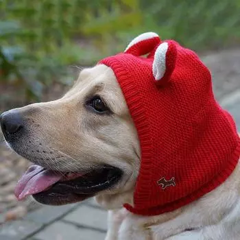 Забавная вязаная шапка для маленьких собак, мультяшный костюм щенка с ушками медведя, шапка-ушанка, милая маленькая шапочка, головной убор, зима для плюшевых собак