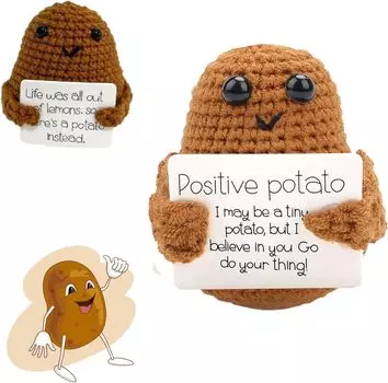 Забавная вязаная шерстяная кукла-картошка с позитивной карточкой(Карта отправлена случайно), Открытки-подтверждения позитива для детей и взрослых, украшение подарка на день рождения (большой) S positive