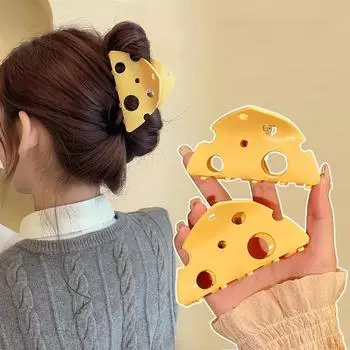 Забавная заколка для сыра, креативная пластина, заколка для волос в форме акулы, когти для волос для девочек, треугольная полая заколка для волос, украшение для волос
