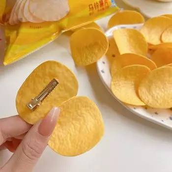 Забавная заколка для волос в виде картофельных чипсов, заколки для волос для девочек, женские аксессуары для волос, заколка в виде утиного клюва, боковая заколка