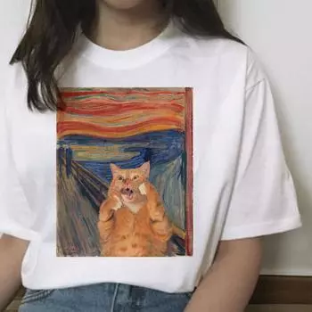 Забавная женская футболка с котом Harajuku Michelangelo, эстетическая футболка Kawaii Grunge, одежда Ulzzang Street 3XL белый