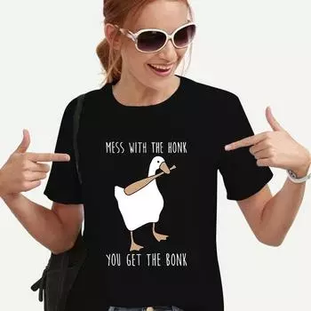 Забавная женская футболка с принтом бейсбольной утки в стиле Харадзюку, уличная одежда с коротким рукавом, модная повседневная одежда с животными, гуся, летняя футболка XL