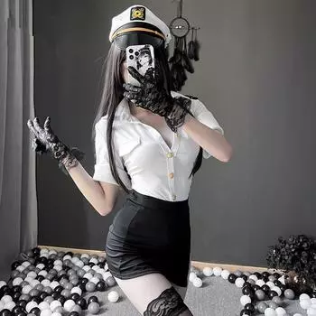 Забавное нижнее белье, одежда для женщин-полицейских, соблазнительная униформа, сексуальная юбка с оборками на бедрах, костюм для выступлений, ролевой набор, женский костюм XS