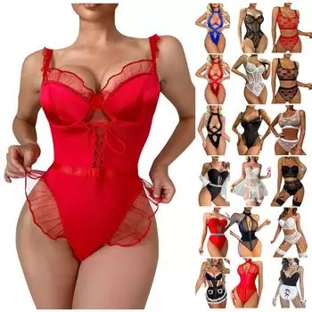 Забавное нижнее белье, сексуальное черное кружевное кружевное женское нижнее белье с открытой спиной и бретельками L