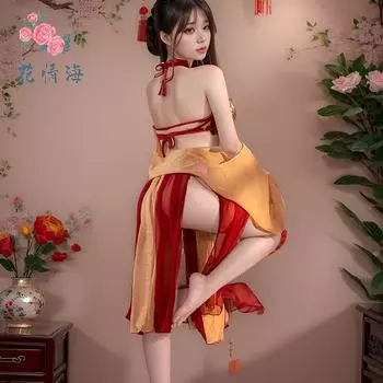 Забавное нижнее белье сексуальное ханфу древний стиль чистое желание карман на животе соблазн страсть придворный стиль классическое One Size