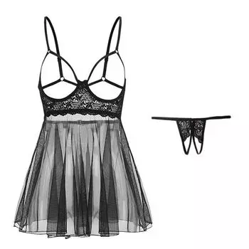 Забавное нижнее белье, соблазнительная униформа, женская пижама, ночная рубашка, страстная, комплект, прозрачная сетка, открытая спина, женская ночная рубашка S