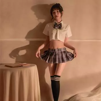 Забавное нижнее белье, студенческая одежда, сексуальная одежда JK, пикантная плиссированная короткая юбка, ролевой комплект, женский костюм, искушение, униформа S