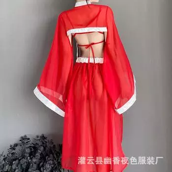 Забавное нижнее белье высокого класса антиквариат Ханьфу страсть искушение пижама чонсам чистое желание униформа комплект 89 One Size